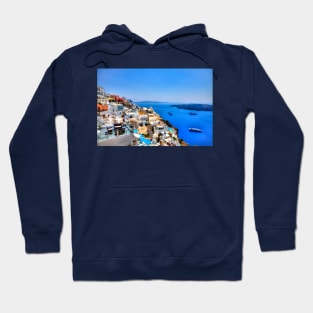 Santorini Caldera And Cruise Ships Hoodie